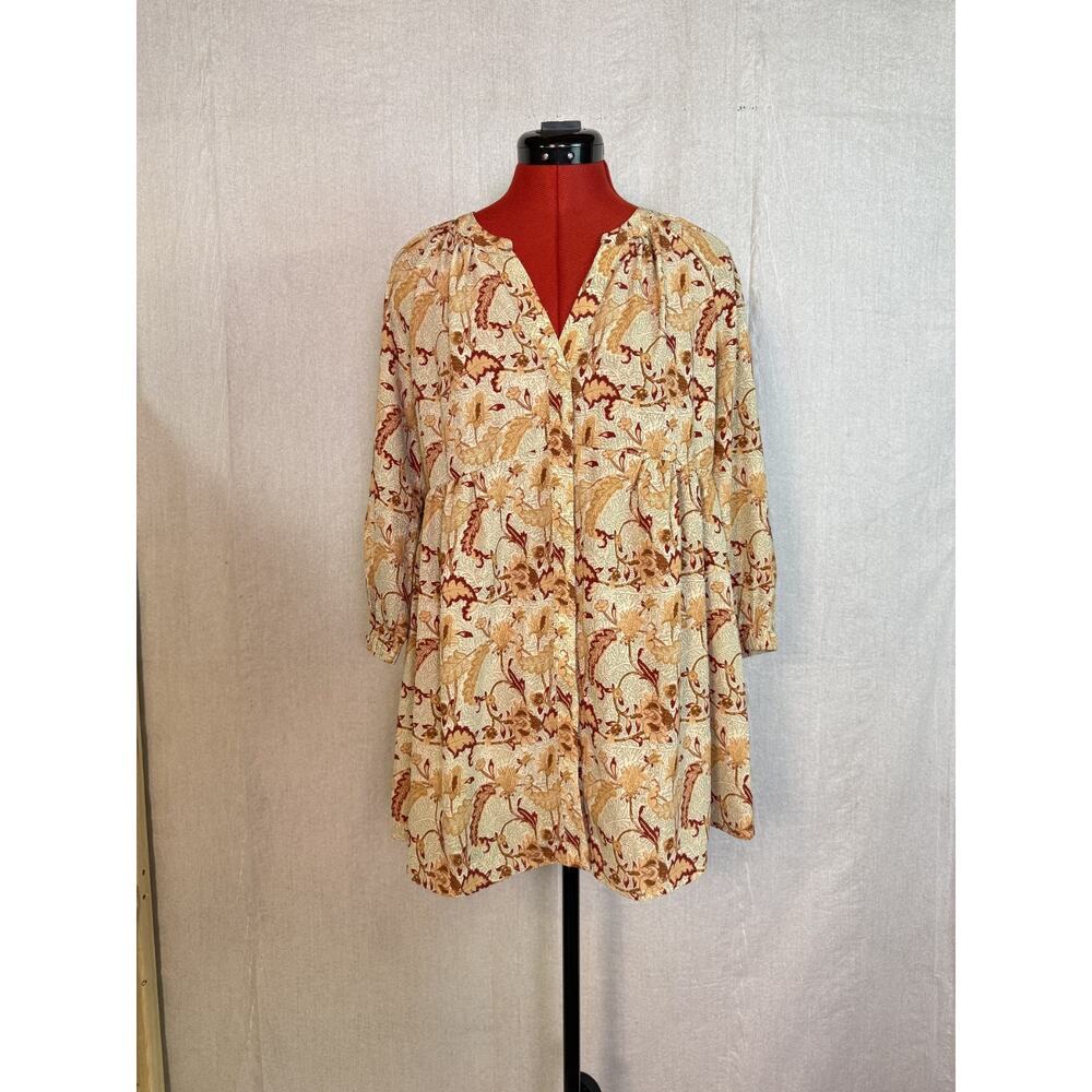 Melloday Anthropologie Womens Floral Popover Dress Boho Size Small D186